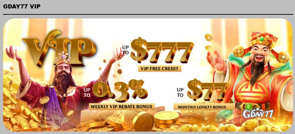 VIP gday77 casino bonus
